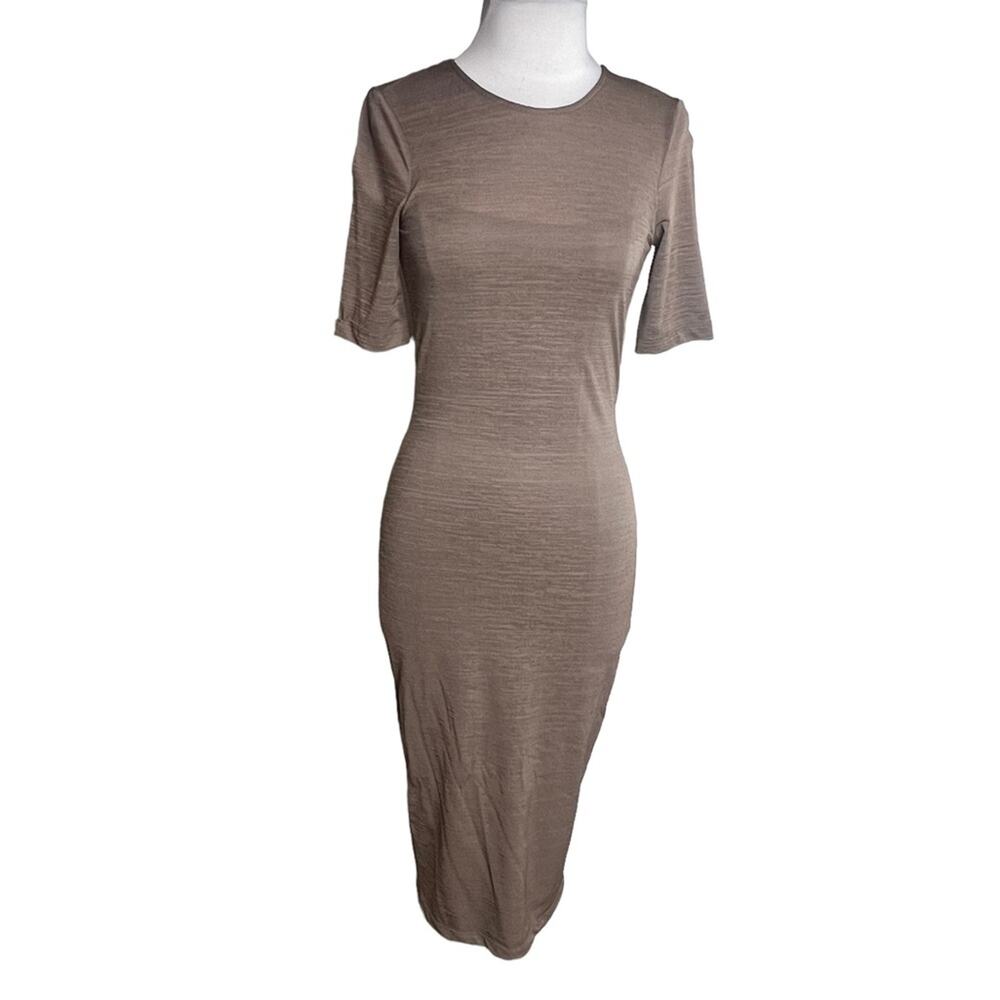 Kimberly Ovitz bodycon midi dress neutral Sz S